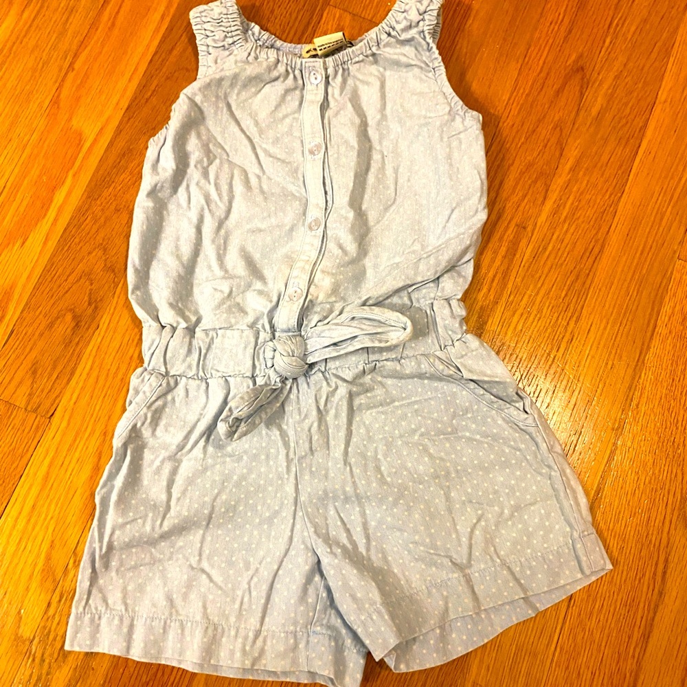 Anthem of the Arts Size 4 Chambray Romper with polka dot.
